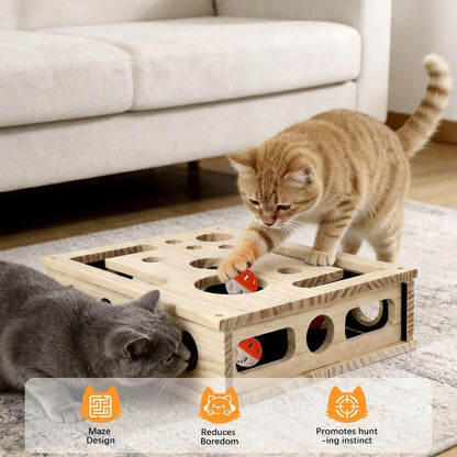 PurrMaze™ Wooden Cat Toy