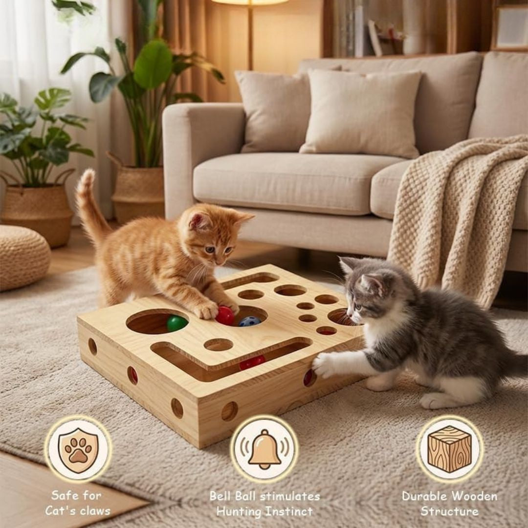PurrMaze™ Wooden Cat Toy